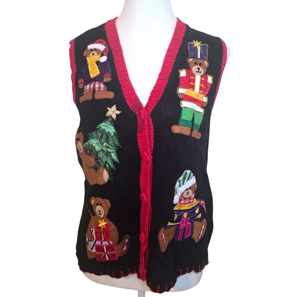 Vintage Nutcracker Black Ugly Christmas Sweater V… - image 1